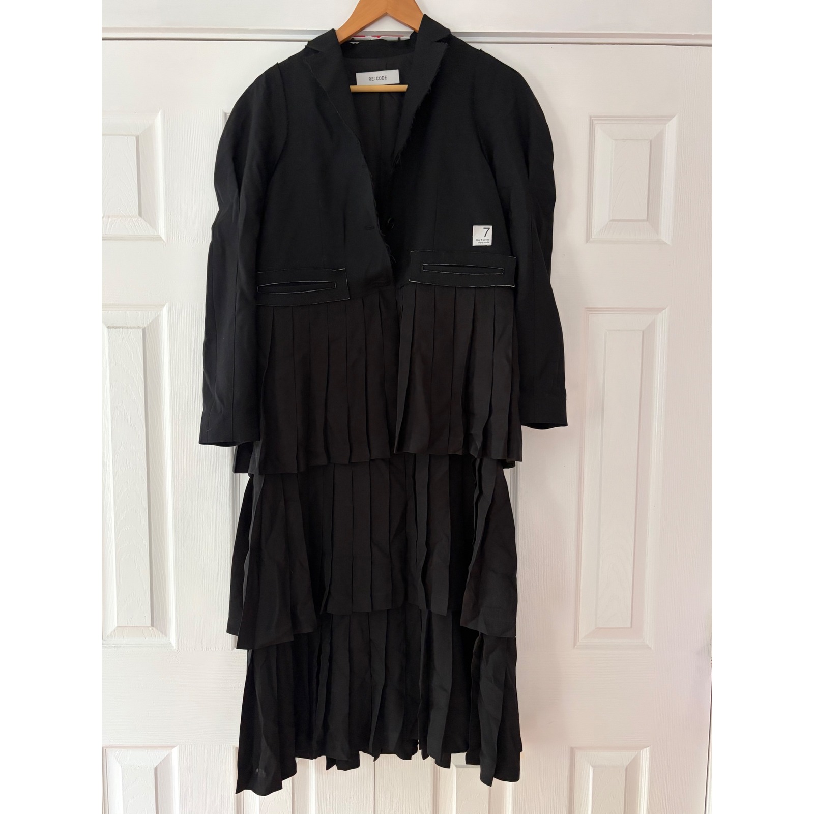 Re;Code Black Tiered Pleated Blazer Dress Limited Edition 7/7 Wool Blend Small